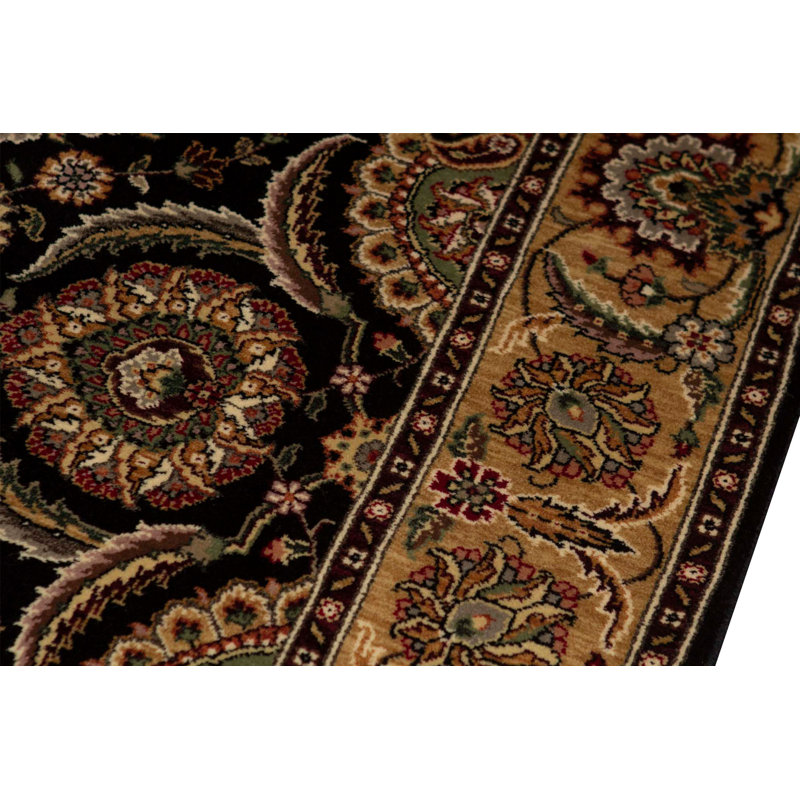 Tapis noir et brun de haute qualité noué à la main