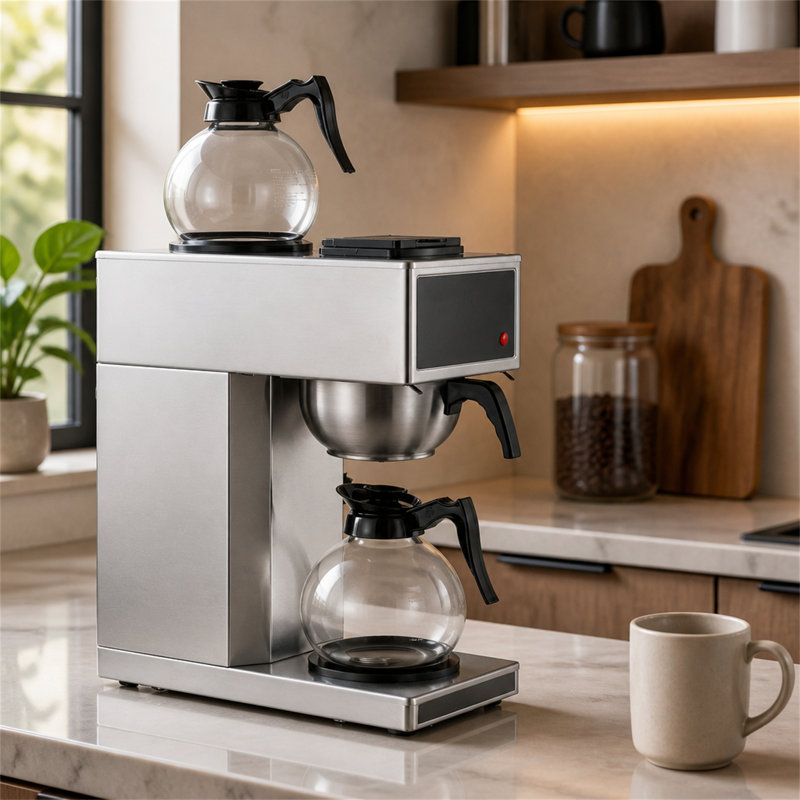 Cafetière à filtre professionnelle en acier inoxydable avec double carafe