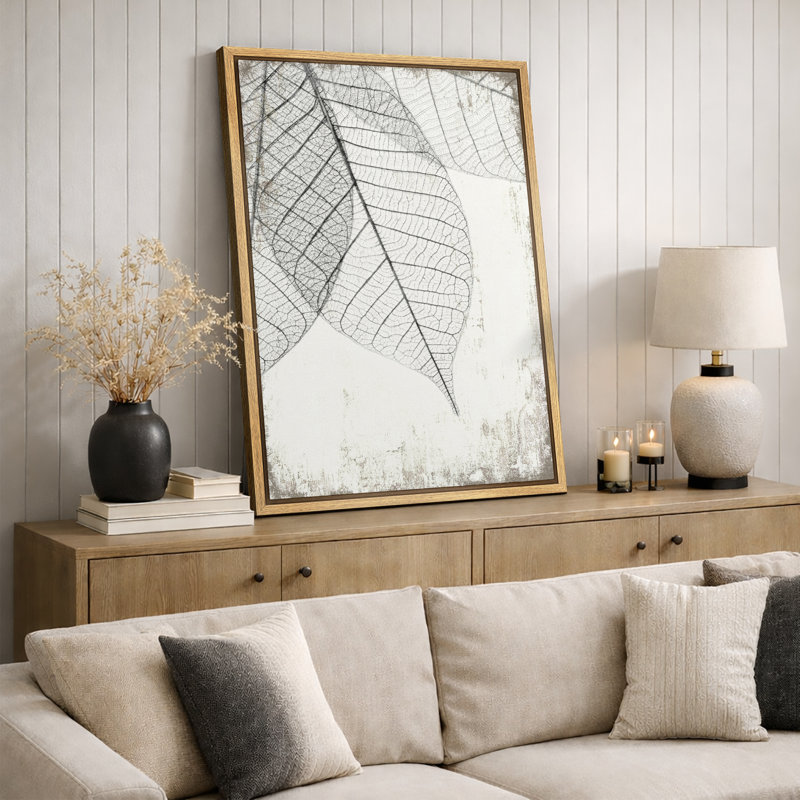Impression sur toile encadrée Minimal Botanical, Toile avec cadre photo, H 24 po x l 16 po, Naturel