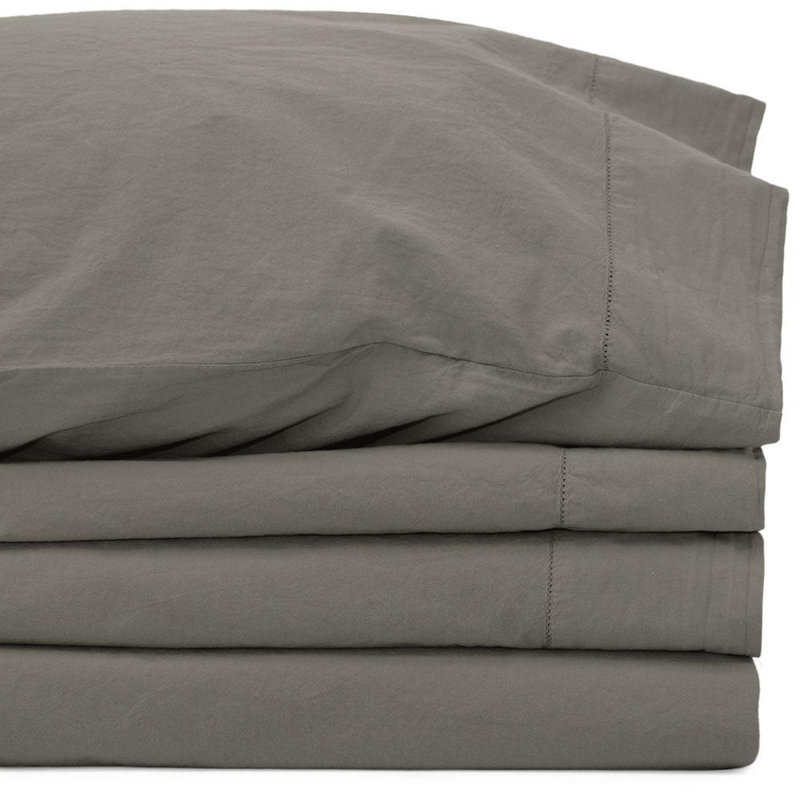 Twin Smoke Cotton Percale Sheet Set
