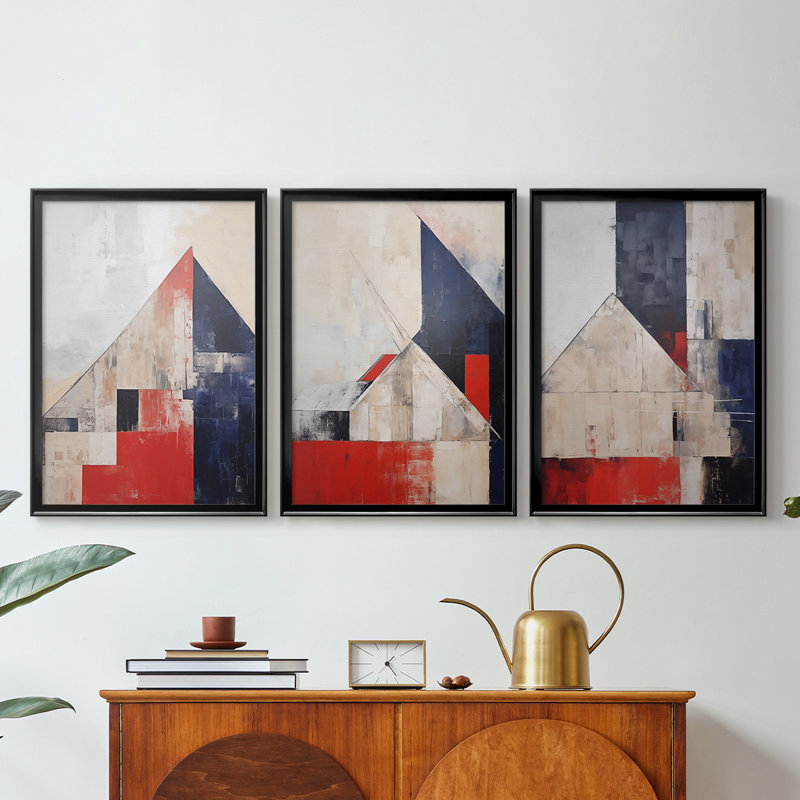 LANDSCAPES Series Cxx - Toile tendue avec châssis sur mesure - 3 pièces, Noir, H 30 po x l 63 po