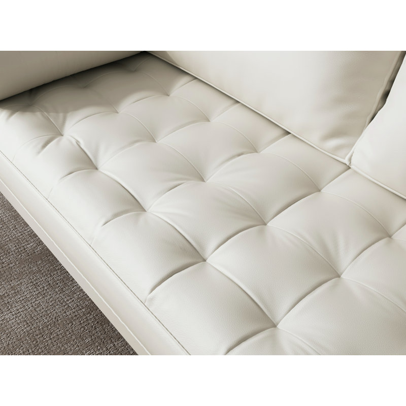 Covington 70'' Faux Leather Square Arm Sofa, White Faux Leather