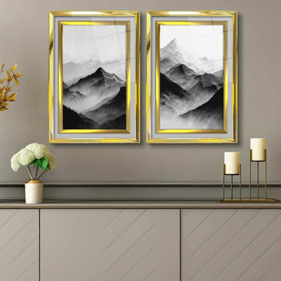 Elegant Decorative Framed Paintings (Set of 2), 16.9 x 25.6 Inches | 100% Acrylic Glass (Thickness: 0.04 Inches) & 100% Solid Wood Frame (Thickness: 1.0 Inches) | Perfect for Living Room & Bedroom Décor, Stylish & Timeless Design