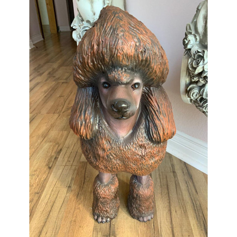Statue de chien caniche grandeur nature, Brun