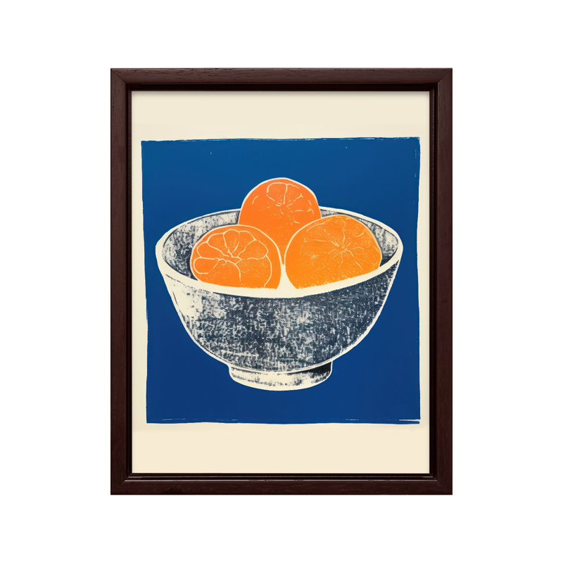 Oranges dans un bol, Canvas, 24"H x 32"W, Brown Framed