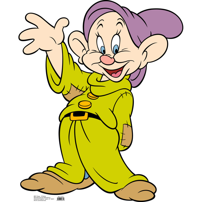Dopey Life-Size Cardboard Stand-Up with Yellow Outfit