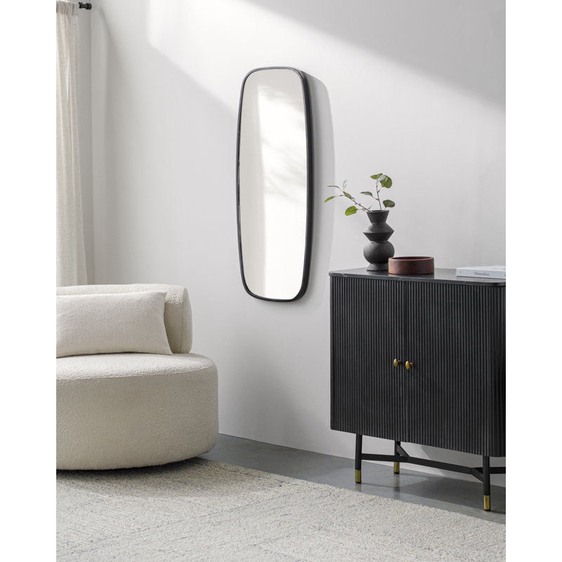 Rochester Metal Flat Wall Mirror, 31" x 15", Black