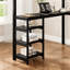 Lit mezzanine double avec bureau et tablettes ouvertes, structure en métal robuste, barrières de sécurité en hauteur pour les adolescents en forme de L