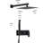 Bathroom Shower Fixtures - Matte Black, Wall Mounted, 10" Rain Head, Hand Shower, Adjustable Water Flow System For 10 Inch 1.5 Gpm Max Rate, Swivel Spout, Residential Use