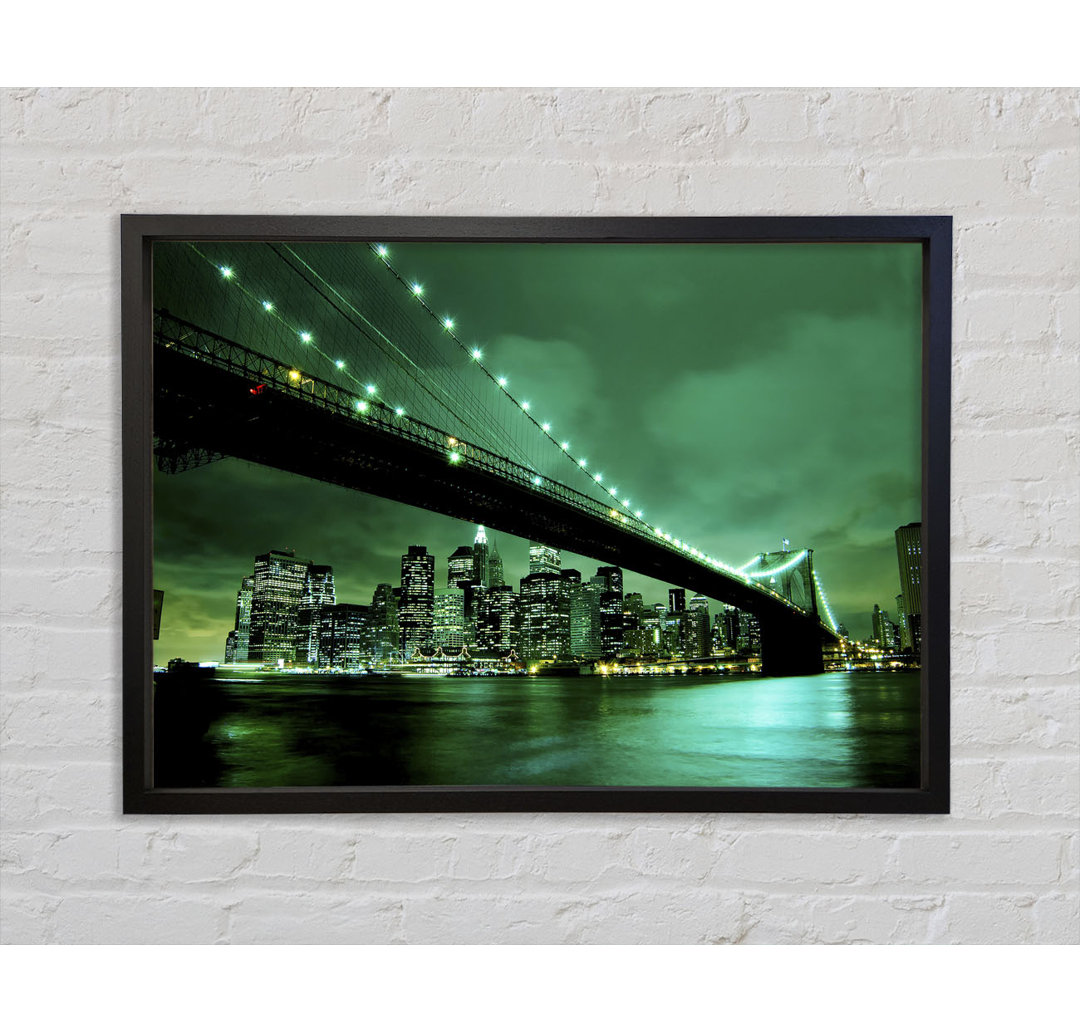 Brooklyn Bridge New York Green Cast - Einzelner Bilderrahmen Kunstdrucke auf Leinwand