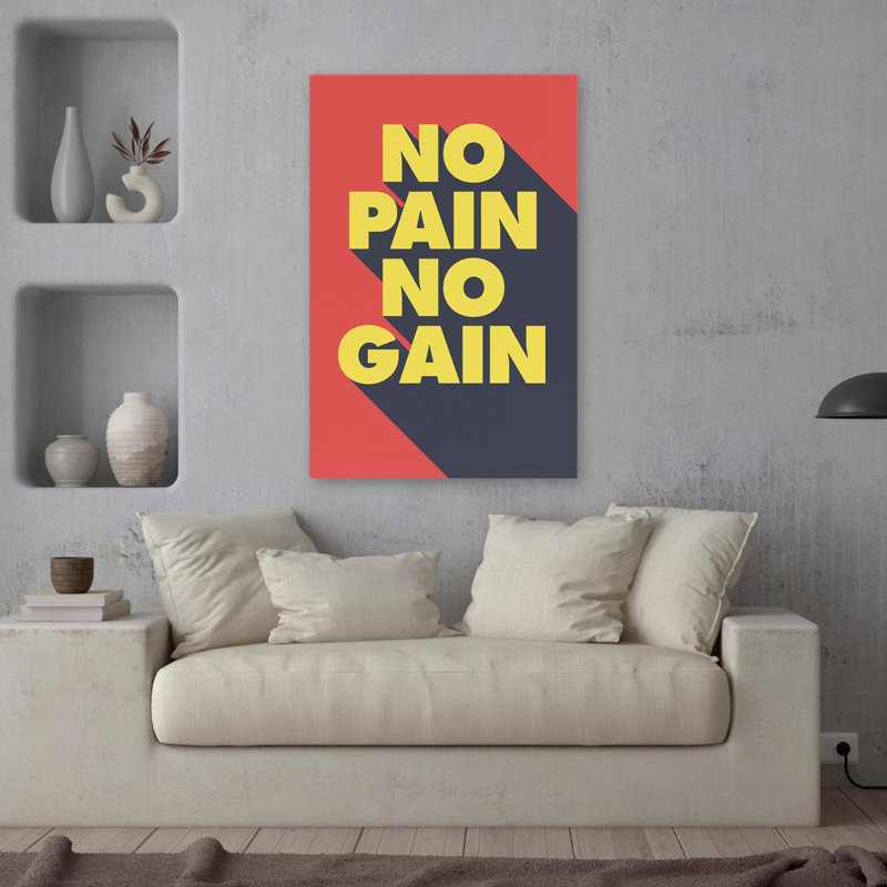 No Pain No Gain - Art inspirant, H 36 po x l 24 po