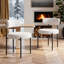 Dining Chairs Modern Teddy Fabric Upholstered Chairs with Curved Backrest and Black Metal Legs-938653895-912791776