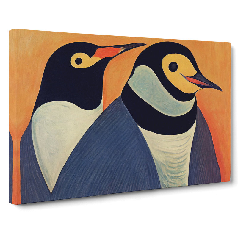 Vintage Penguin Art Abstract - Wrapped Canvas, 50cm H x 76cm W x 3cm D