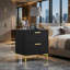 Black And Gold 2-Drawer Rectangular Nightstand-1332093138