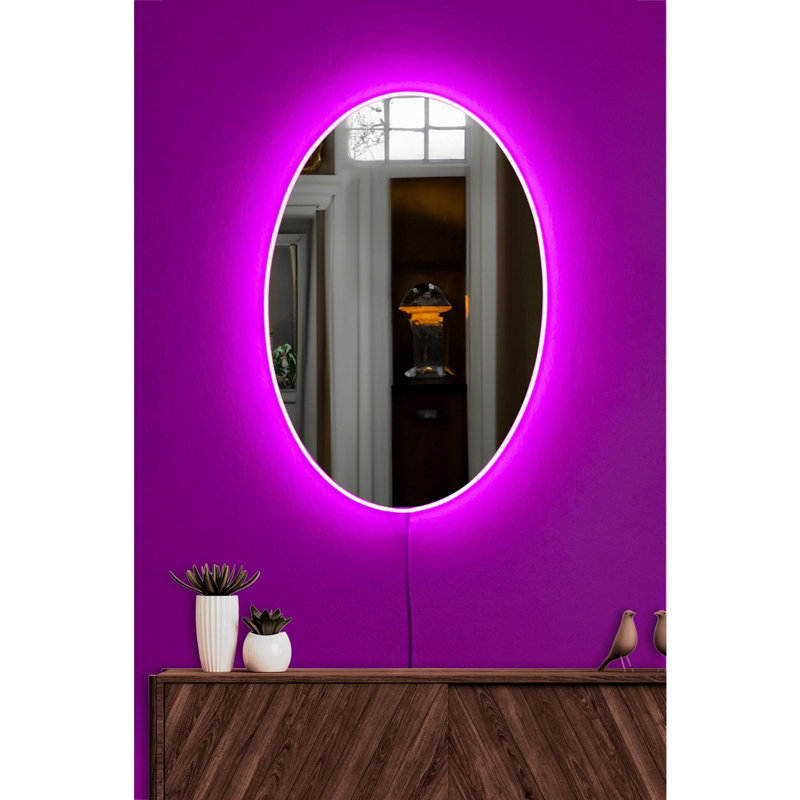 Miroir avec éclairage DEL, Rose