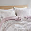 Ensemble de literie luxueuse en fausse fourrure à poils longs, rose et blanc, double / grand