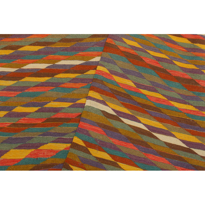 Tapis rouille / bleu en laine noué à la main à motif sud-ouest de 5 pi 1 po x 6 pi 6 po Cedorah