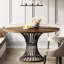 Round Dining Table 120 cm for 4-6 People Axis - Brown Wooden Table with Metal Legs