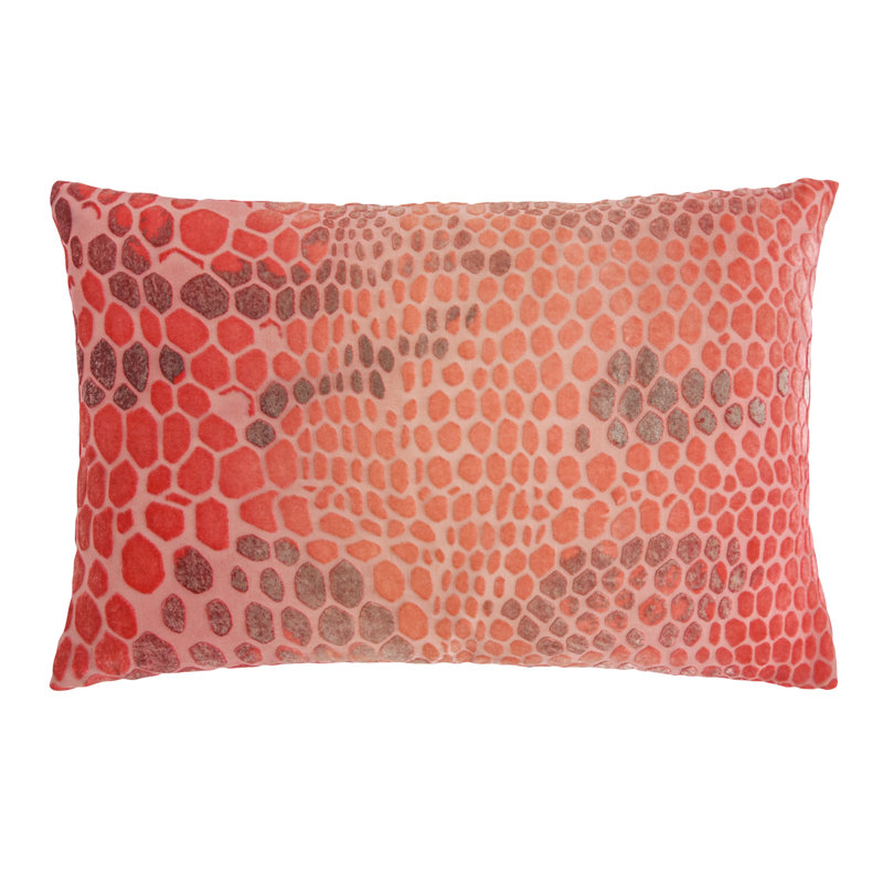 Snakeskin Lumbar Velvet Pillow Cover & Insert, 12"H x 24"W, Latte