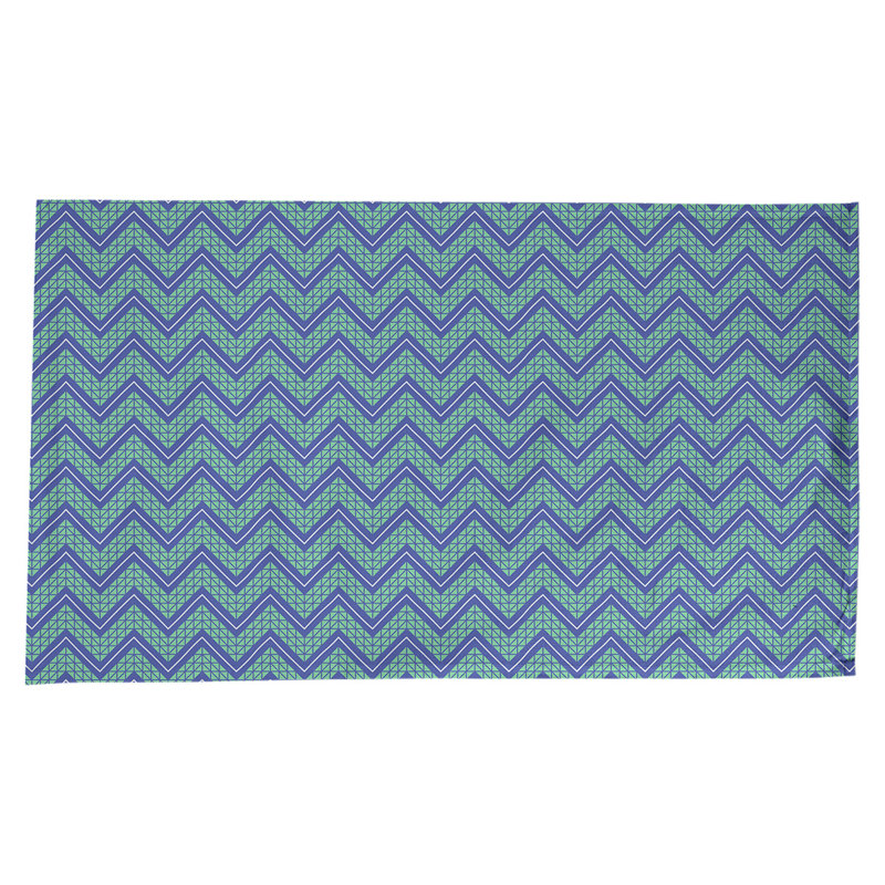 Nappe à chevrons à la main classic Stephenie, Bleu / Blanc / Vert