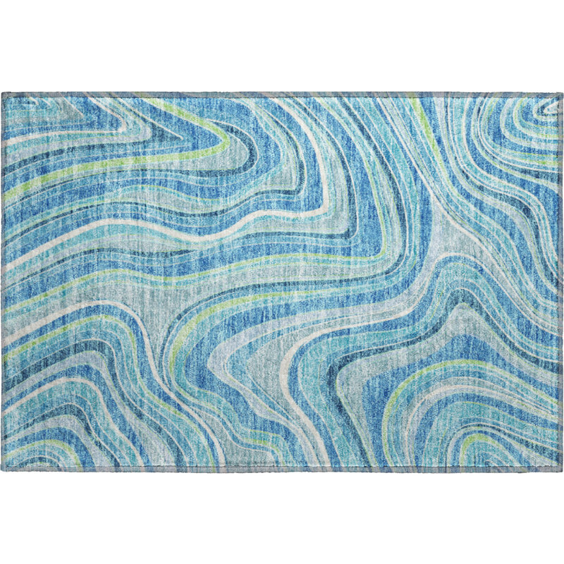 Premium Machine Washable Prisco Blue Rug, Rectangle 1'8" x 2'6"