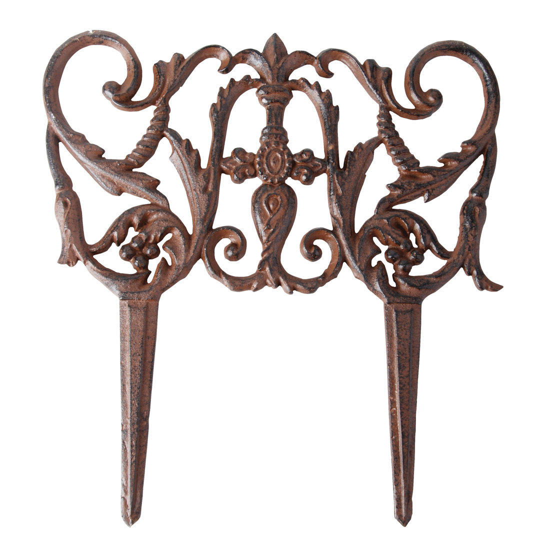 12.3'' H x 11.6'' W Antique Rust Brown Metal Border Fencing (Set of 4) EsschertDesign