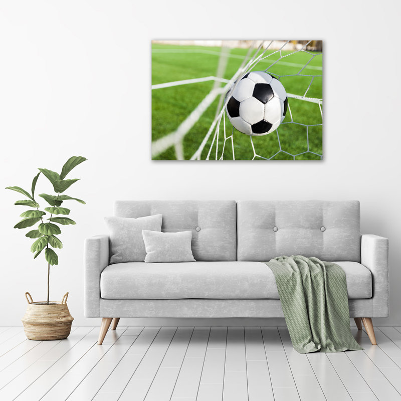 Ball In The Goal - No Frame Print on Glass
