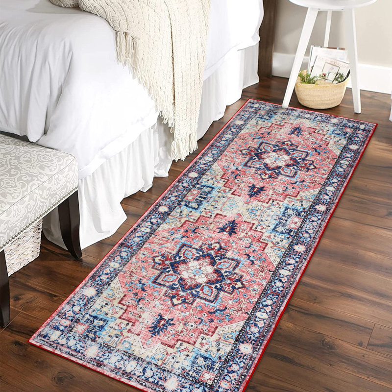 Vintage Farmhouse Boho Area Rug - Ultra Soft Washable Non-Slip Rug with Distressed Rustic Print for Living Room, Bedroom, Dining Room, Dorm, and Office