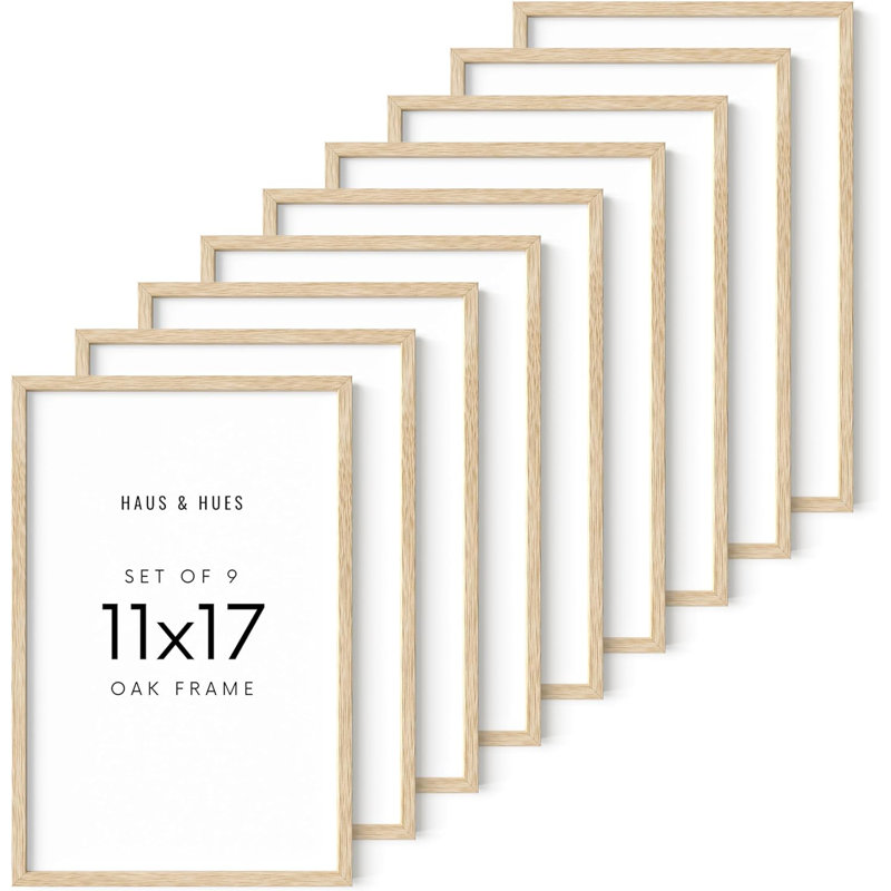 Cadre photo en bois massif - ensemble de 9, Beige, L 11 po x H 17 po