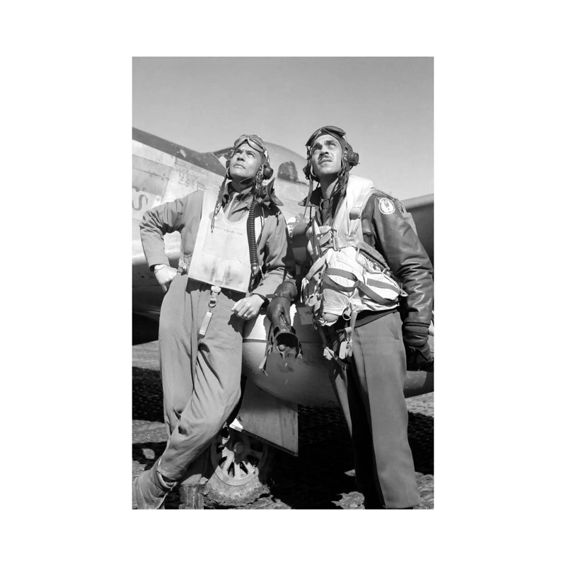 Photo Of Tuskegee Airmen Posing With A P-51D Aircraft by Stocktrek Images - Wrapped Canvas Print, 20.32 cm H x 30.48 cm W