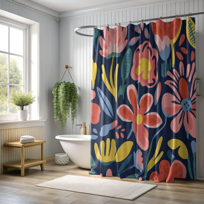 Rideau de douche standard 1 pièce Painterly Blooms