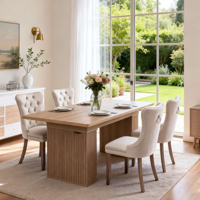 Ensemble de table de salle à manger extensible de 63 à 78,74 po avec base de rangement et chaises rembourrées en velours, finition en bois résistante aux égratignures, coins arrondis et coffre-fort, ensemble de table de salle à manger rectangulaire moderne pour la cuisine / salle à manger, sièges 4-8