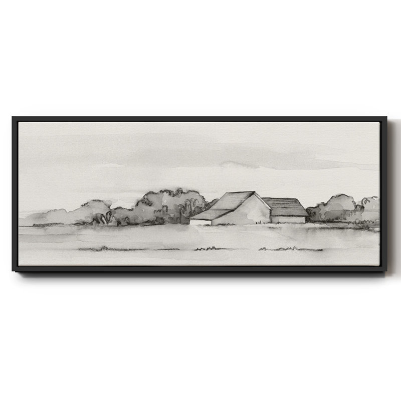 Wyeth Barn II - toile encadrée de qualité supérieure - prête à être accrochée, Toile avec cadre flottant noir