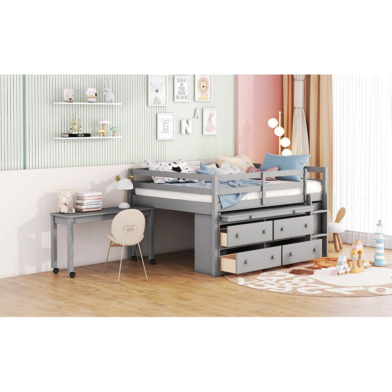 Lit plateforme Janessah, Gris