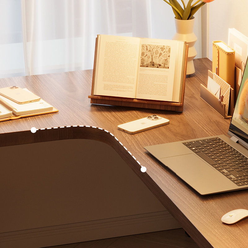 Bureau simple et moderne en bois massif en forme de L, H 29,53 po x l 78,74 po x P 55,12 po