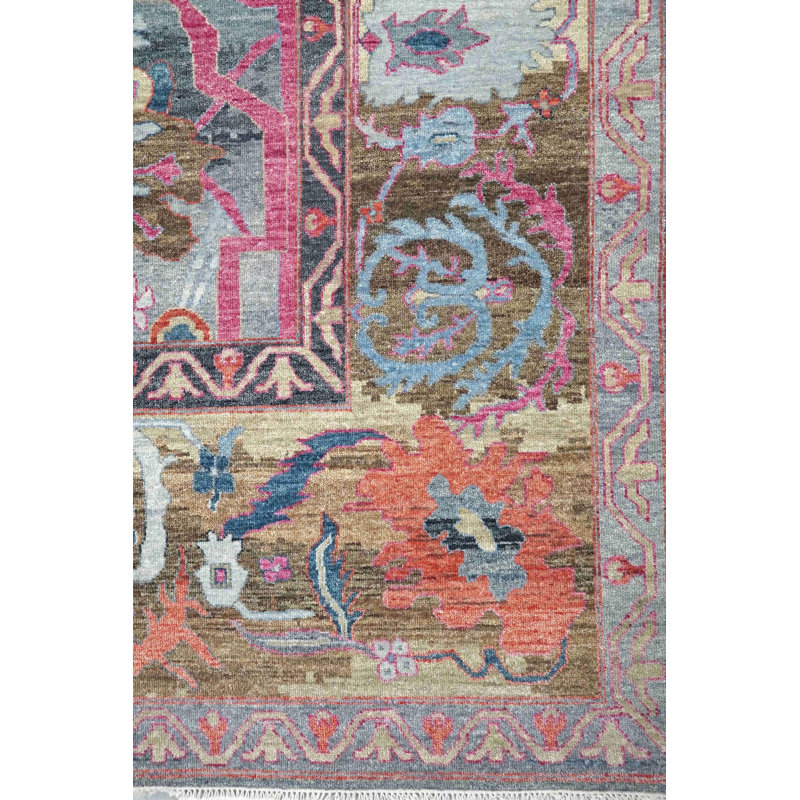 Tapis gris nouvel âge unique 9 pi 1 po x 12 pi 1 po Rajasthan