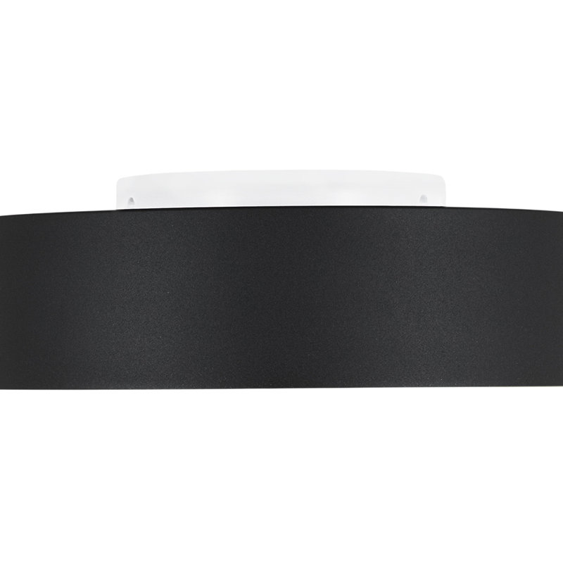 Matte Black Drum LED Flush Mount with Frosted Glass Shade 