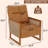 Upholstered Accent Chair With Rattan Arms And Solid Wood Legs-1587323288