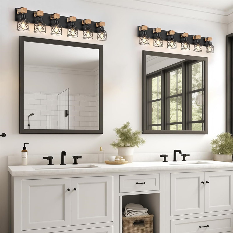 Dimmable Vanity Light, Black, 6 Lights