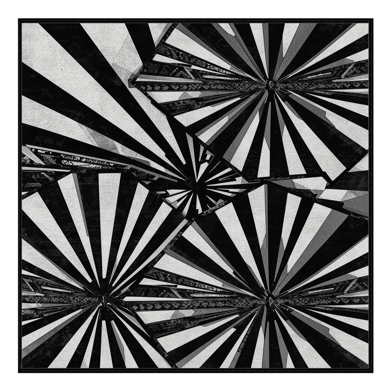 Tapis art déco lavabo lavabo à la machine gris et noir, Carré 4 pi