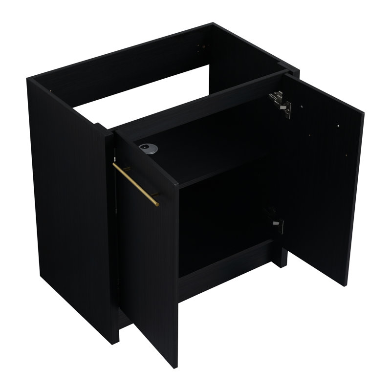 Meuble-lavabo autoportant de 30 pouces - châtaignier noir, modèle moderne attrayant, porte à fermeture en douceur, grand espace de rangement, design moderne et attrayant