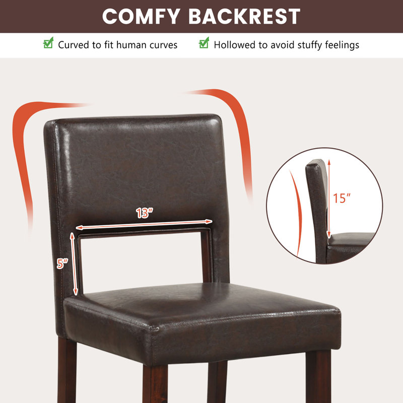Counter Stool with Solid Wood Frame, Brown