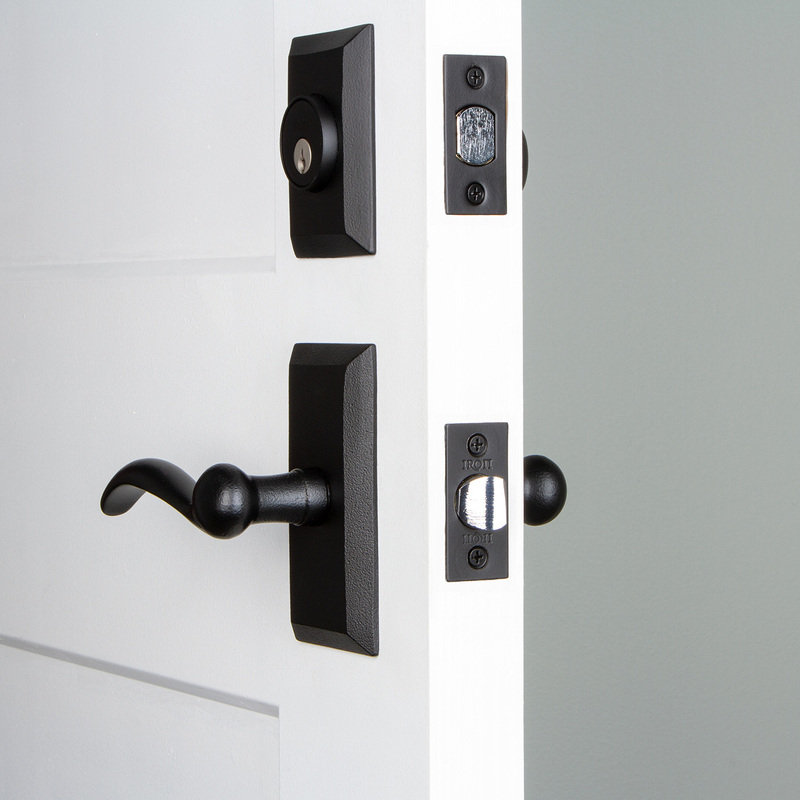 Black Iron Left Handed Entry Set with Deadbolt