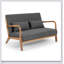 Canapé d'appoint de style Mid-Century moderne avec accoudoirs et pieds en bois massif, mousse moelleuse à haute densité pour un confort ultime, 2 places-684006160