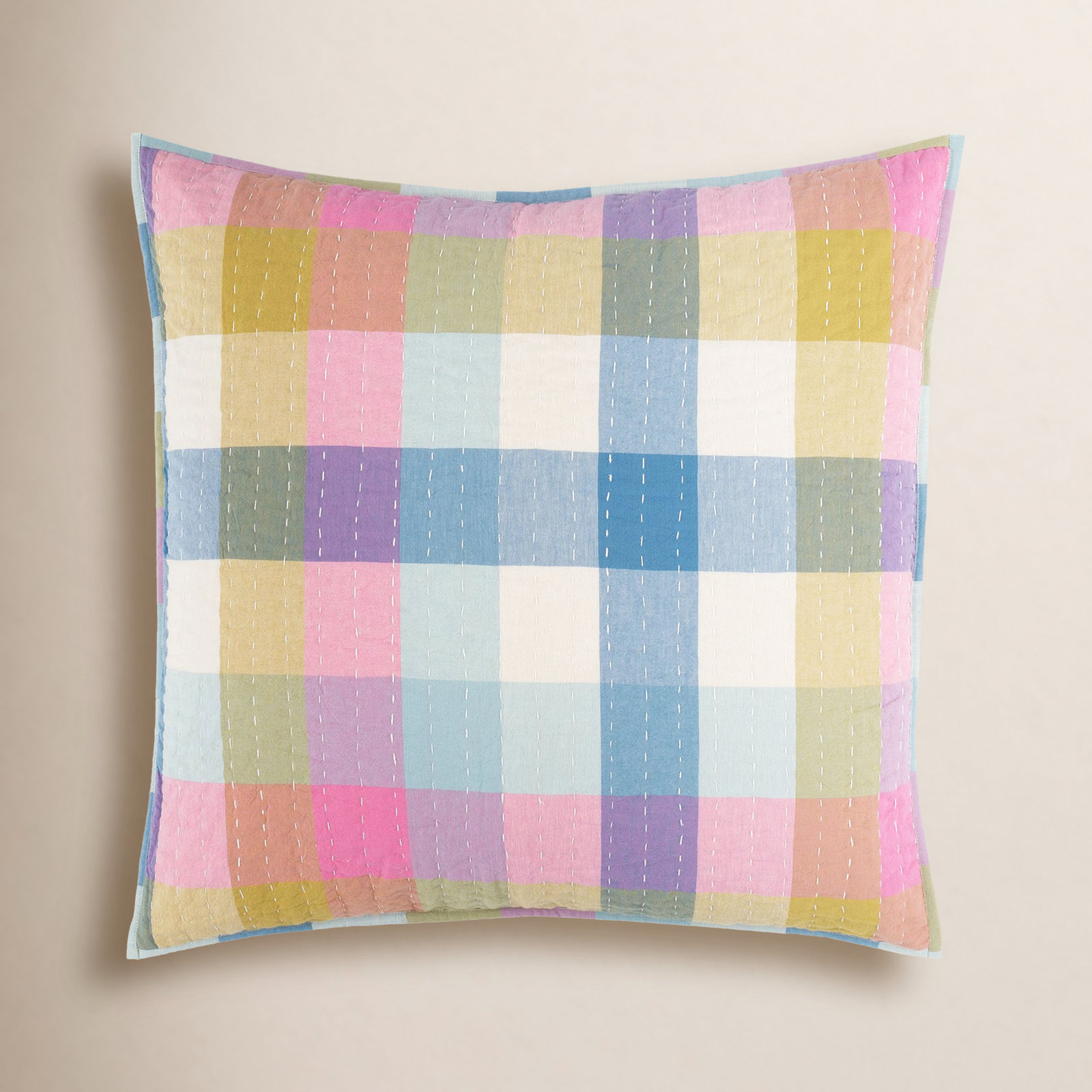 Charlette Plaid Cotton Sham Set, Euro