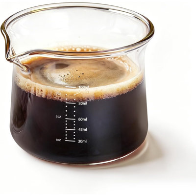 Borosilicate Glass Espresso Measuring Cup V Spout Barista Shot Pitcher for Dining Table Coffee Bar Kitchen Counter Decor