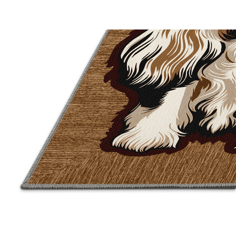 Washable Cavalier King Charles Spaniel Dogs Area Rug, Square 4'