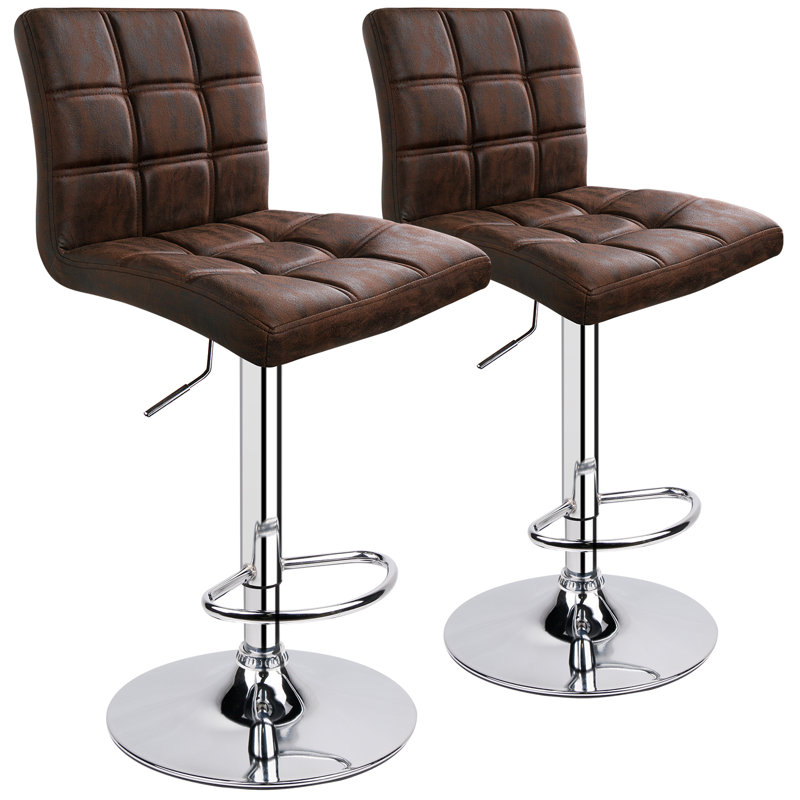 Tabouret de comptoir pivotant et réglable en hauteur 32,5 po Ludly, Brun rétro, 2