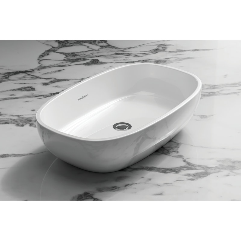 Barcelona Oval Vessel Bathroom Sink, Matte White