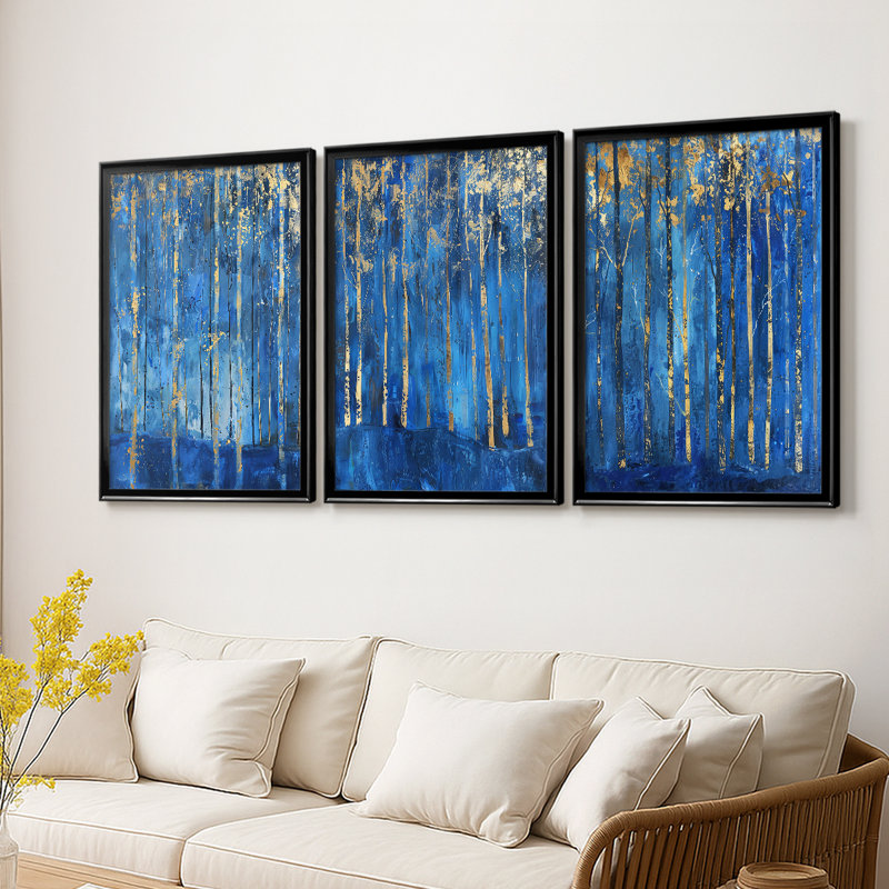 ABSTRACT Series VII - Toile tendue sur mesure avec châssis, 3 pièces, Noir, H 21 po x l 30 po